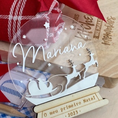 Ornamento Globo de Neve “O Meu Primeiro Natal” – Personalizado com Nome e Ano