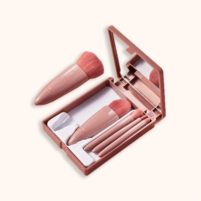 Kit Essencial de 5 Pincéis de Maquilhagem com Espelho