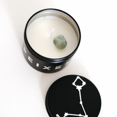 Vela do Zodíaco - Signo Peixes com cristal Água Marinha