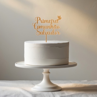 Topo de Bolo Madeira - Primeira Comunhão
