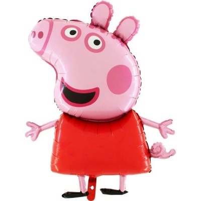 Balão Peppa Pig grande cor de rosa e vermelho