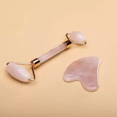 Rolo Facial e Gua Sha | Kit Anti-Aging para Massagem e Luminosidade