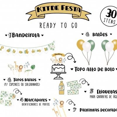 Kit de Festa READY TO GO - ANIMAIS DA SELVA