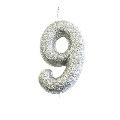 Velas Nº9 GLITTER PRATA