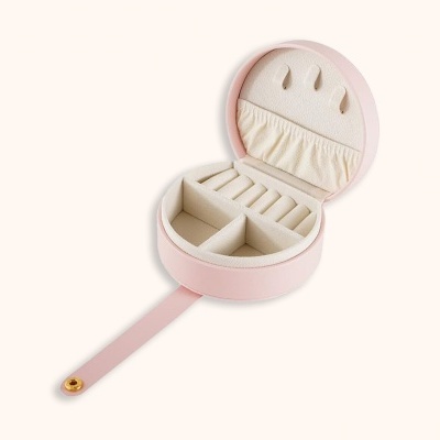 Porta-Jóias Compacto em Pele Sintética | Rosa Claro e Verde Seco