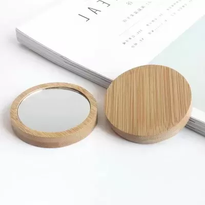 Mini Espelho de Maquilhagem em Bambu | Portátil e Leve