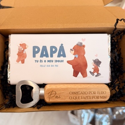 Box DIA DO PAI - Chocolate + Abre Caricas madeira