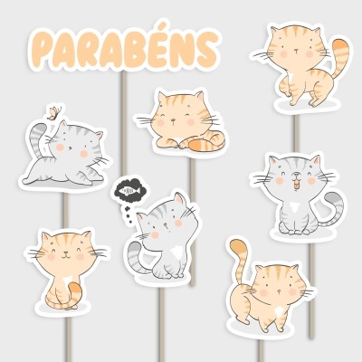 Topos de Bolo Gatos Fofinhos