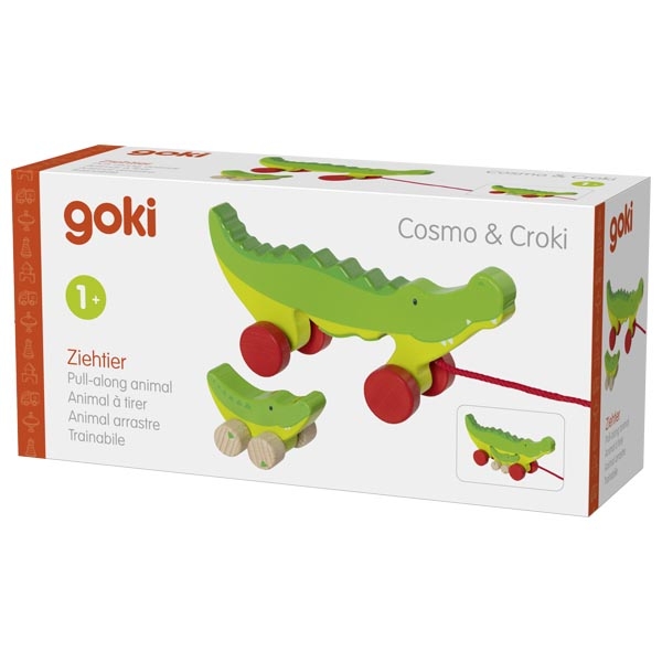 Brinquedo de madeira crocodilo para puxar da marca goki