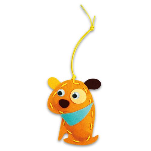 Brinquedo pendente para cão em tecido feltrado laranja com olhos salientes