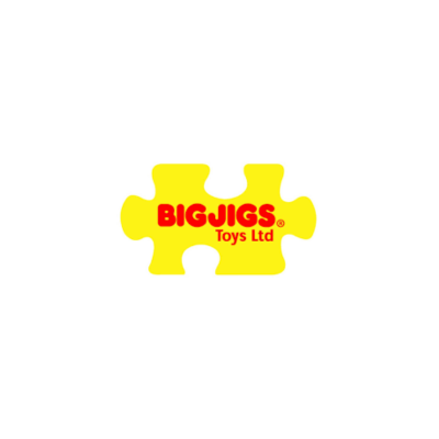 Logótipo BIGJIGS Toys Ltd em peça de puzzle amarela
