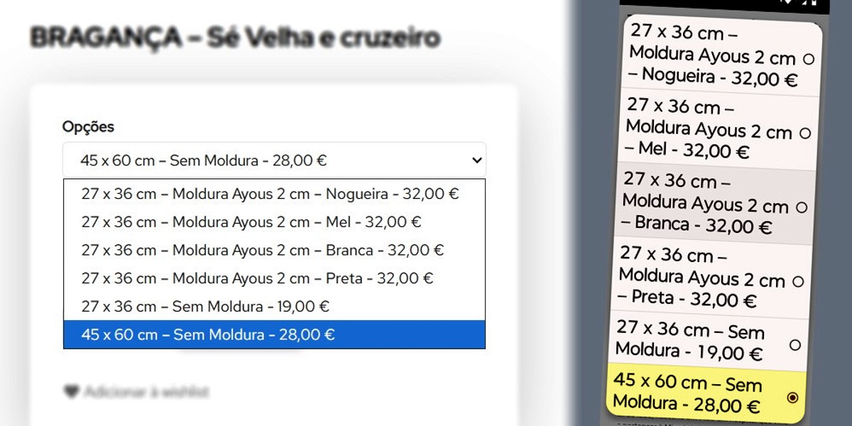Novas opções disponíveis: Quadros em tamanho grande e Recortes em tamanho pequeno