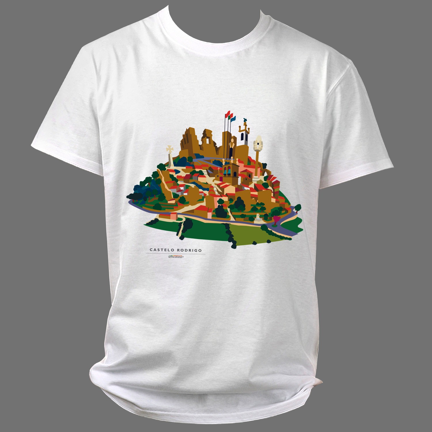 CASTELO RODRIGO T-Shirts – Geral T-shirt branca com estampa de mapa de Castelo Rodrigo