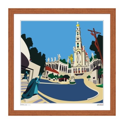 Imagem estilizada do Santuário de Fátima emoldurada