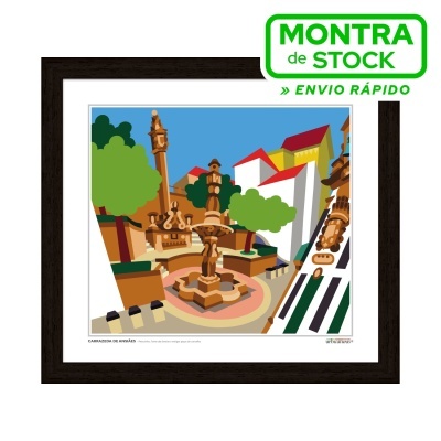 CARRAZEDA DE ANSIÃES – Pelourinho, Fonte das Sereias e antigos paços do concelho (27x30cm, moldura preta)