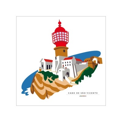 Ilustração digital de farol no Cabo de São Vicente