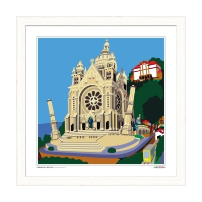 Ilustração vetorial de catedral com moldura branca