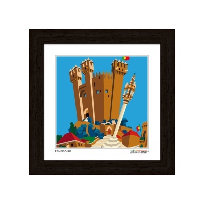Quadro decorativo do castelo e monumento de Penedono com moldura preta