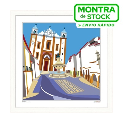 ÉVORA – Praça do Giraldo (33x33cm, moldura branca)