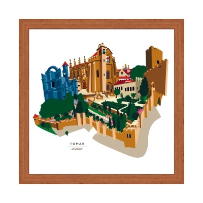 Ilustração emoldurada colorida de Tomar com nome impresso.