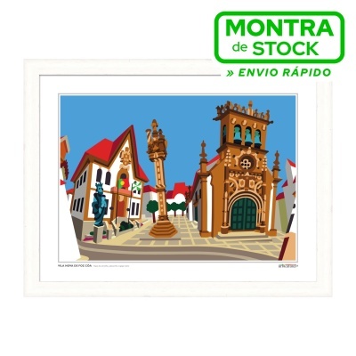 VILA NOVA DE FOZ CÔA – Paços do concelho, pelourinho e igreja matriz (27x36cm, moldura branca)