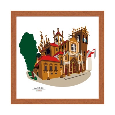 Ilustração de edifício histórico emoldurada