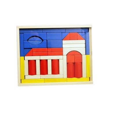 Caixa com Blocos de Madeira Igreja - 48 Peças