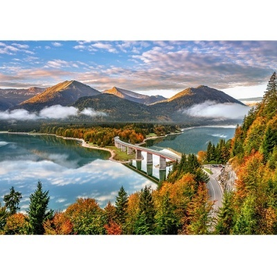 Puzzle 500 peças - Nascer do sol sobre o Lago Sylvenstein