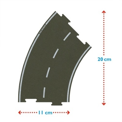 Peça de pista curva para brinquedo com linhas brancas e texto 3771 SCOOTER