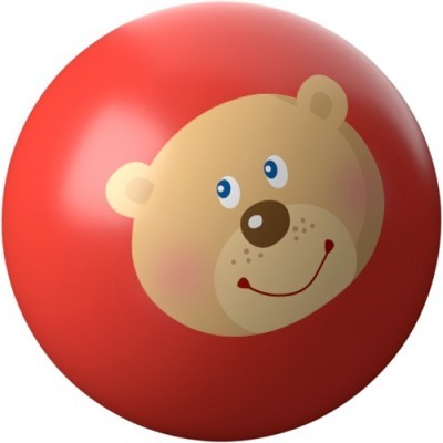 Bola vermelha com rosto de urso desenhado