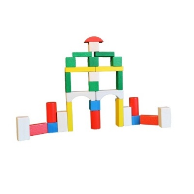 Caixa com Blocos de Madeira Castelo - 76 Peças