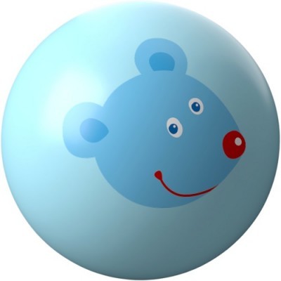 Bola azul clara com rosto de urso azul sorridente