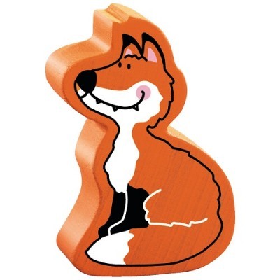 Figura decorativa de raposa em madeira pintada