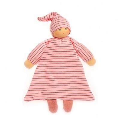 Doudou Orgânico Riscas Rosa/Vermelho