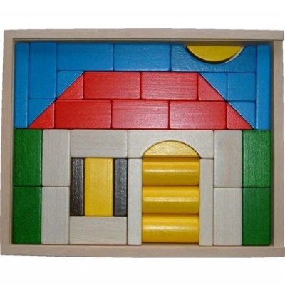 Caixa com Blocos de Madeira Casa - 41 Peças