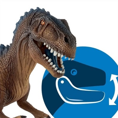 Figura de dinossauro T-Rex marrom com textura e dentes brancos