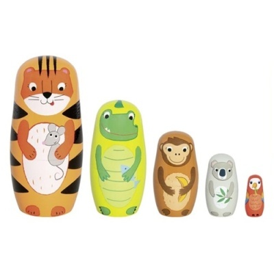 Matrioskas Tigre Tavi e Seus Amigos em Madeira