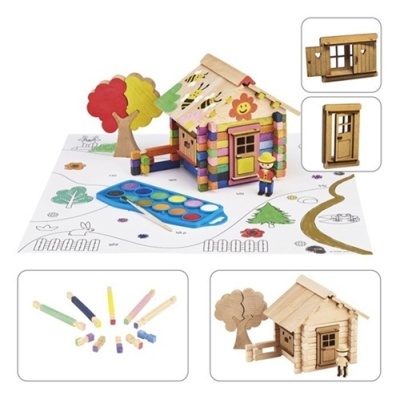 Chalet em Madeira p/ Pintar - Construção com 85 Peças