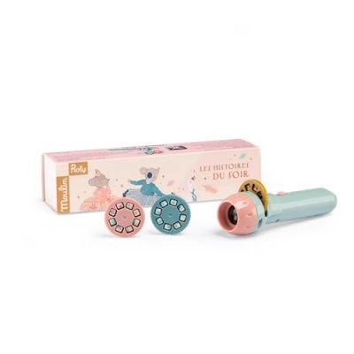 Projetor de histórias Moulin Roty com carretéis e caixa decorada