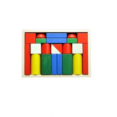 Caixa com Blocos Coloridos de Madeira - 22 Peças