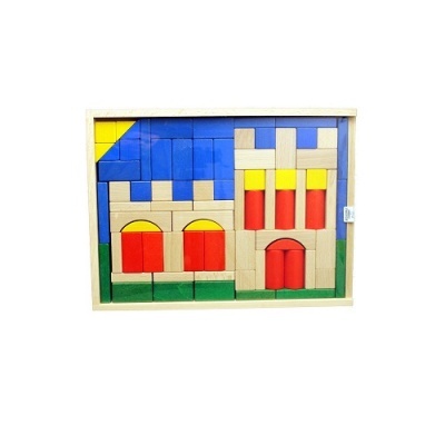 Caixa com Blocos de Madeira Castelo - 76 Peças