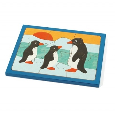 Puzzle em Madeira 6 peças - Pinguins