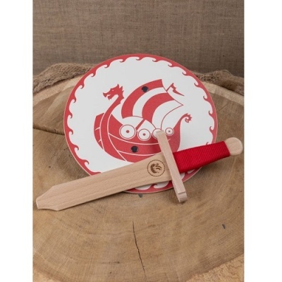 Mini Escudo e Espada Viking em Madeira Snorre