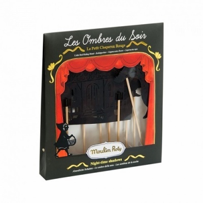 Conjunto de sombras chinesas Le Petit Chaperon Rouge Moulin Roty em embalagem preta decorada