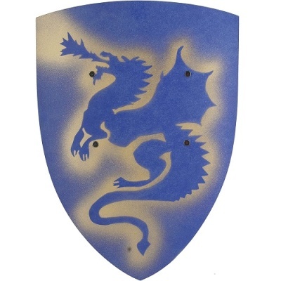 Escudo Dragão em Madeira Azul