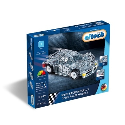 Embalagem azul do conjunto de montagem Speed Racer Modell 3 da Eitech com modelo de carro metálico