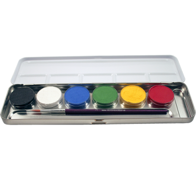 Tintas Faciais - Paleta de Metal com 6 Cores