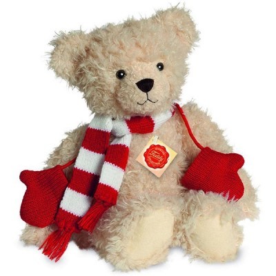 Urso de Peluche Bege com Cachecol