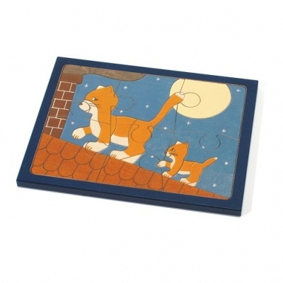 Puzzle em Madeira 6 peças - Gatos no Telhado