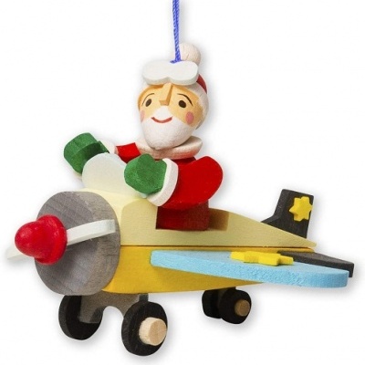 Enfeite p/ Árvore de Natal - Avião com Pai Natal